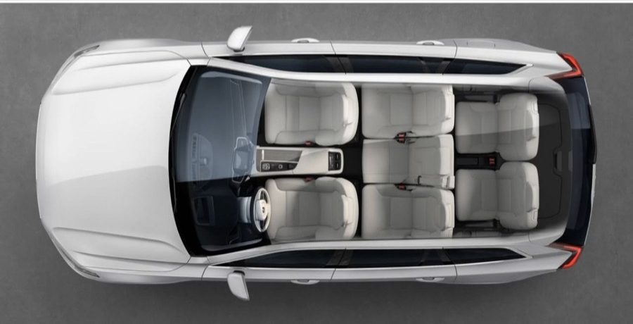 2026 Volvo XC90 three-row interior overhead view